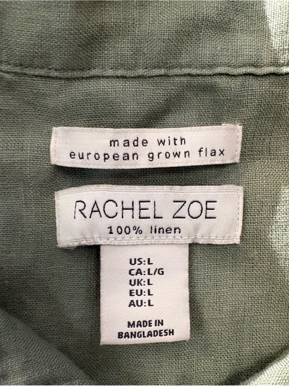 Rachel Zoe 100% Linen Olive Green Utility Shacket Large - Picture 7 of 10